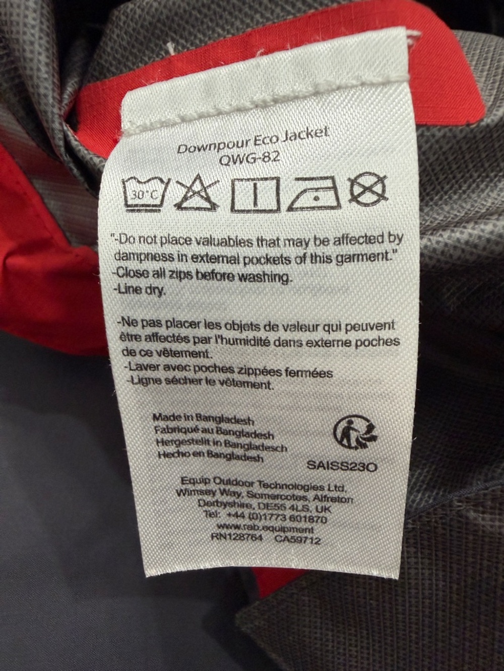 Rab Men’s Downpour Eco Waterproof Rain Jacket Gray |  Medium QWG-82 - Picture 10 of 13